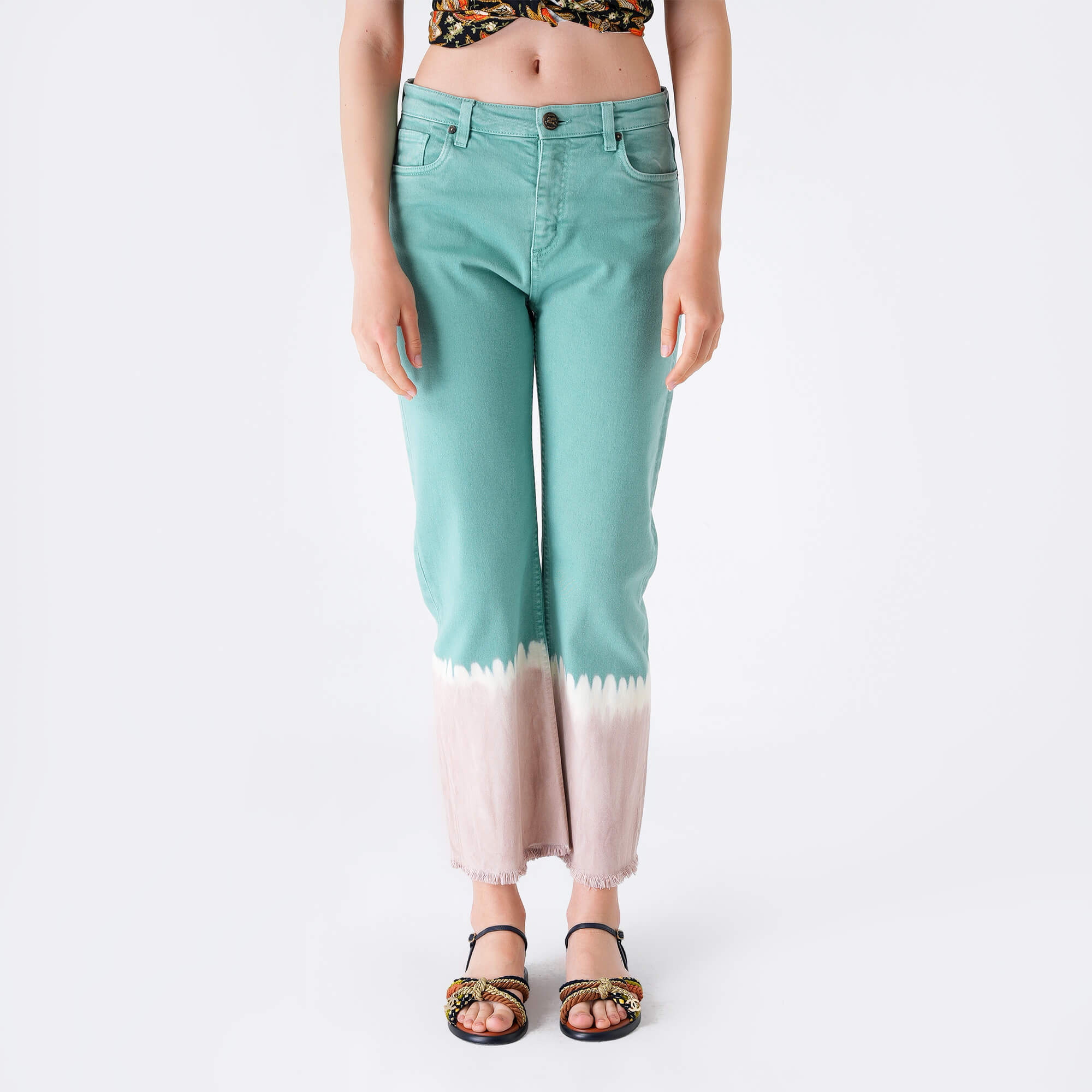 Etro - Nile Green Batic Print Cotton Pants